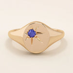 BIRTHSTONE STARBURST SIGNET RING IN GOLD