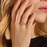 BIRTHSTONE STARBURST SIGNET RING IN GOLD