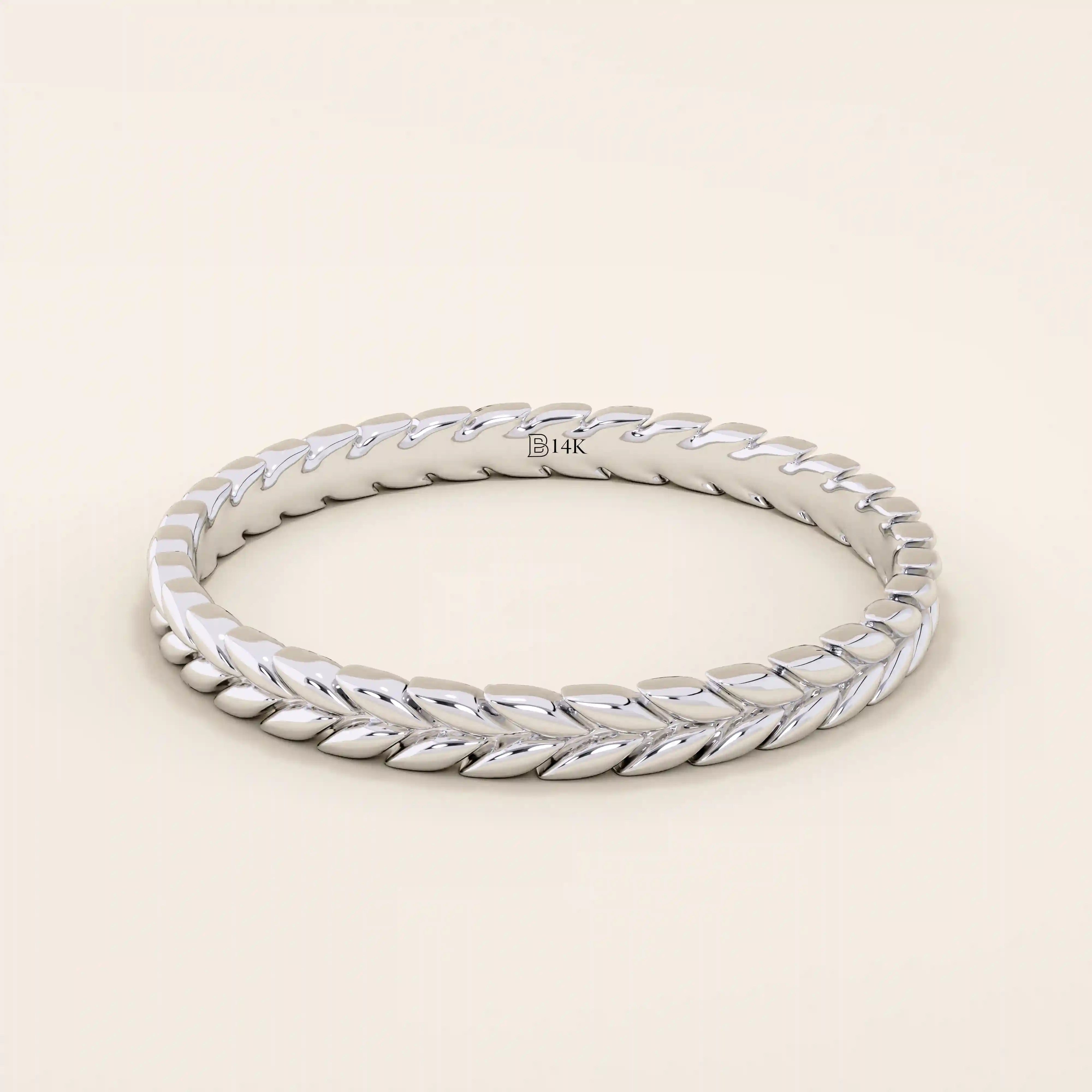 14K SOLID GOLD UNISEX BRAIDED WHEAT SLIM BAND WEDDING RING