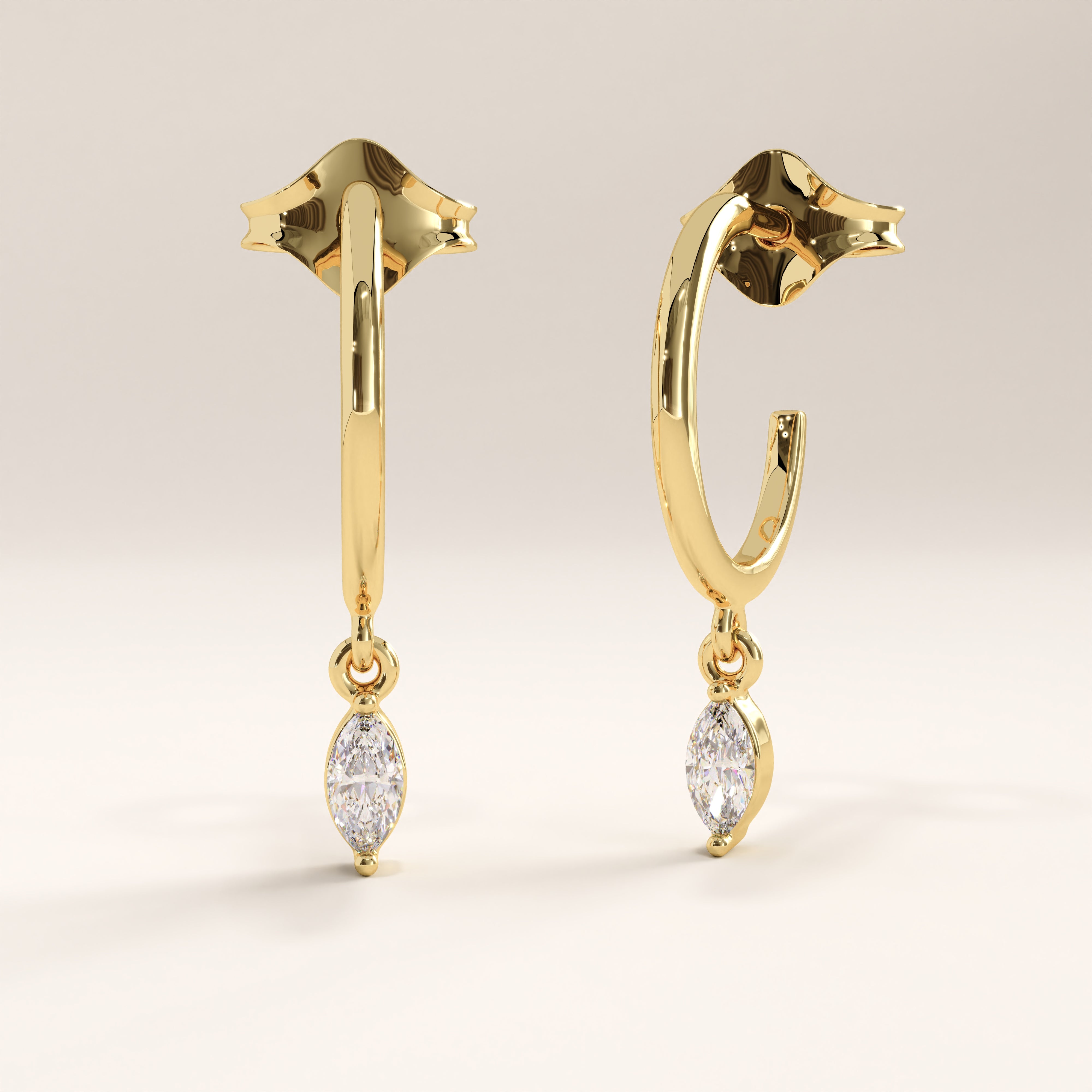Marquise Lab Diamond Hoop Earirngs - BRENNMORE 