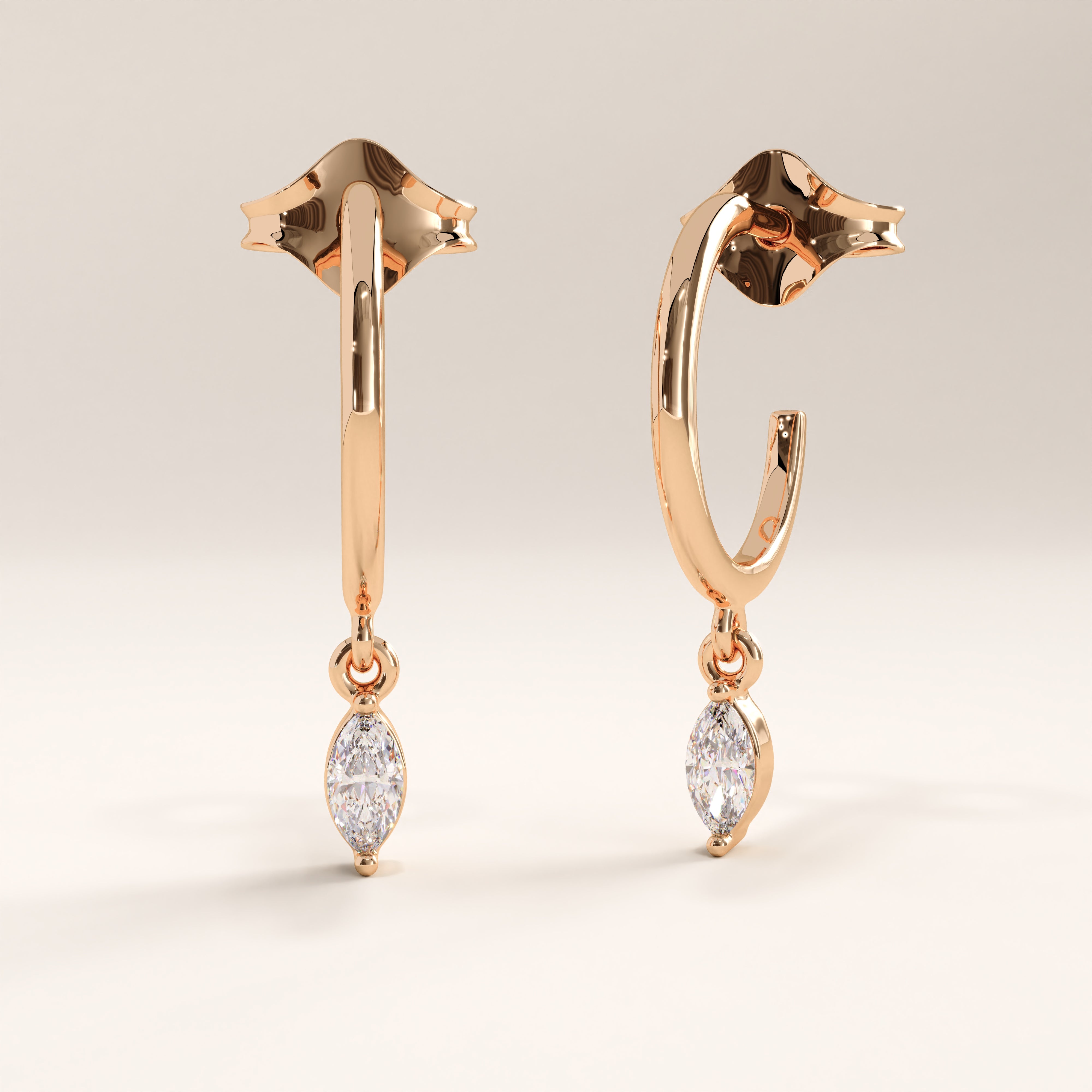 Marquise Lab Diamond Hoop Earirngs - BRENNMORE 
