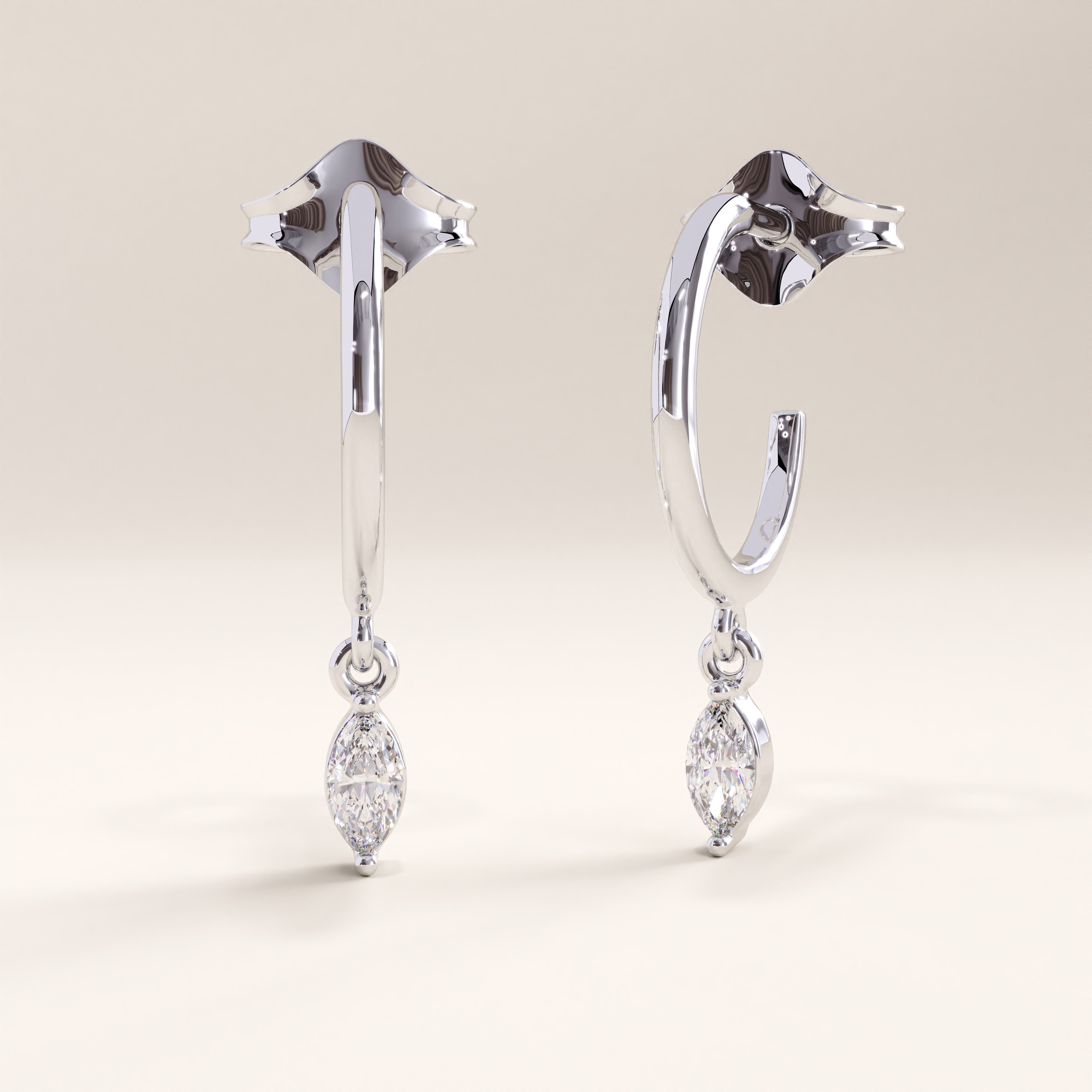 Marquise Lab Diamond Hoop Earirngs - BRENNMORE 