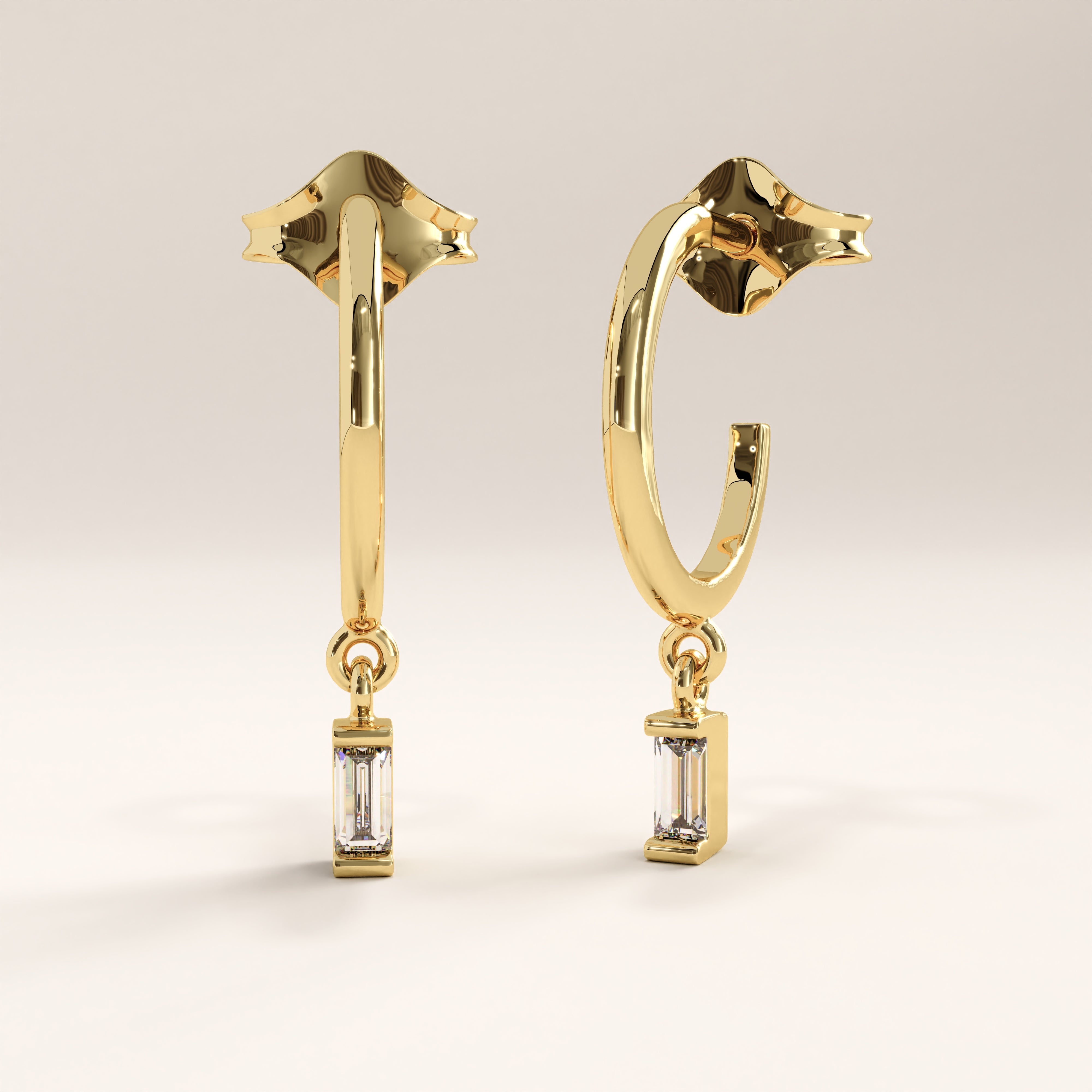 Baguette Lab Diamond Hoops for Women - BRENNMORE 