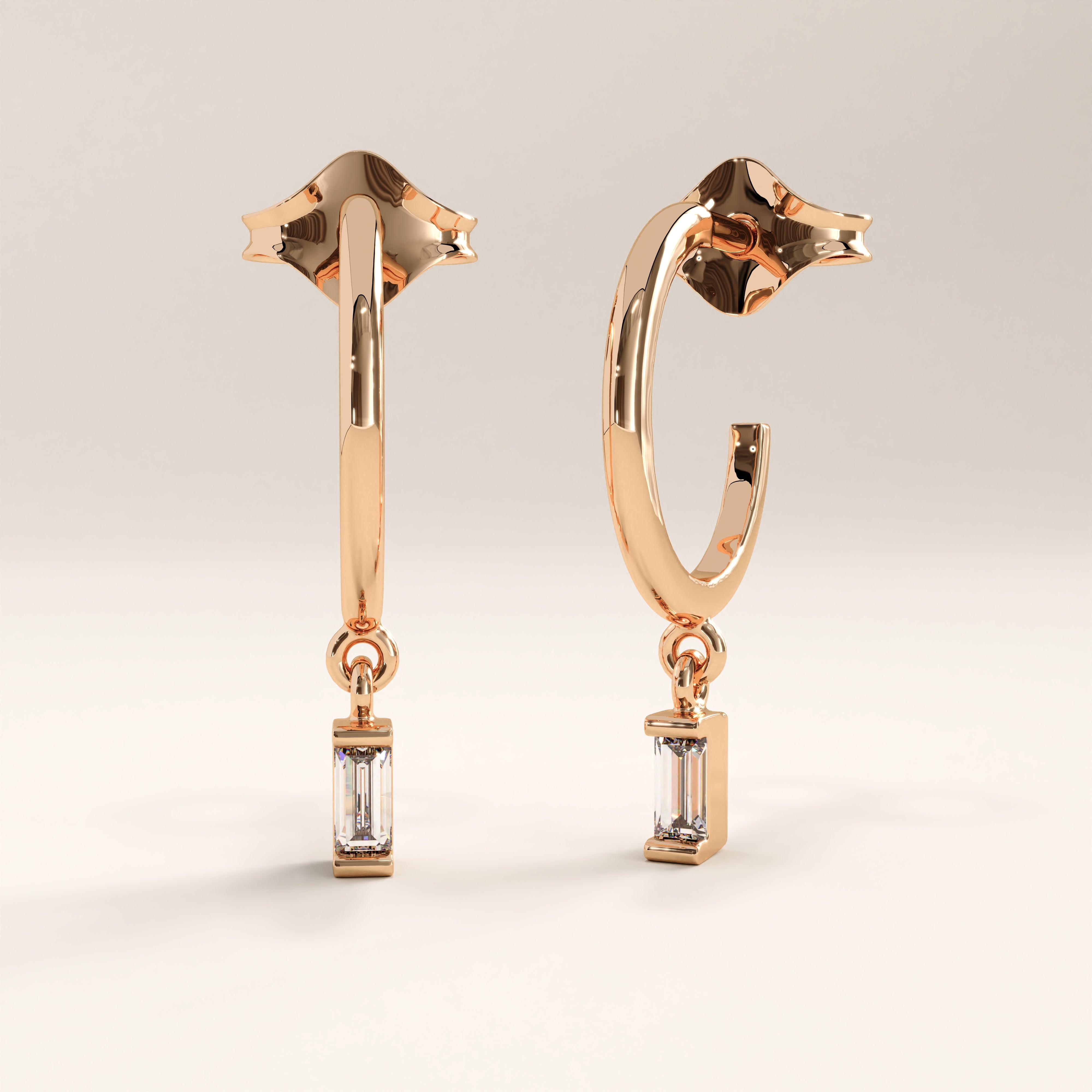 Baguette Lab Diamond Hoops for Women - BRENNMORE 