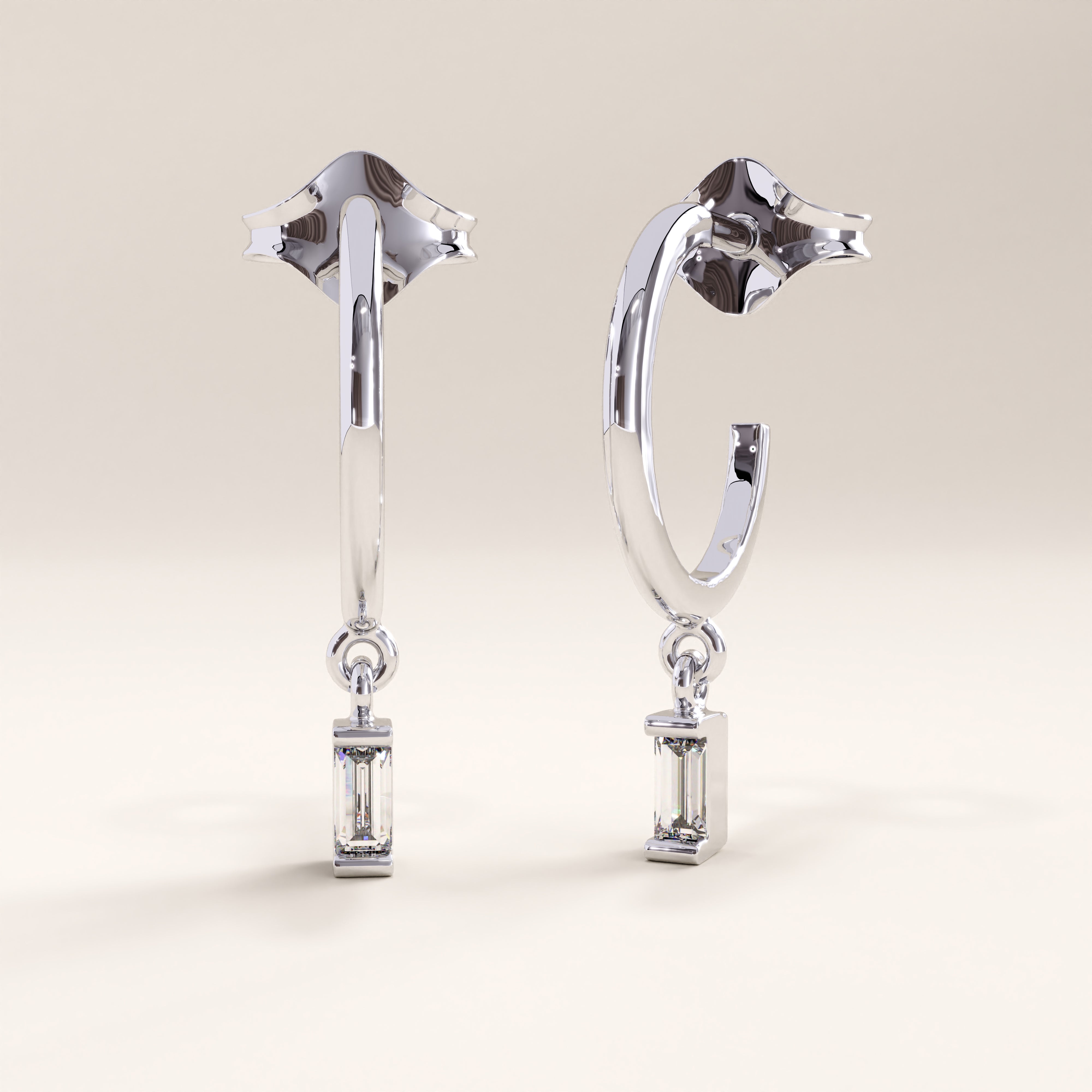 Baguette Lab Diamond Hoops for Women - BRENNMORE 