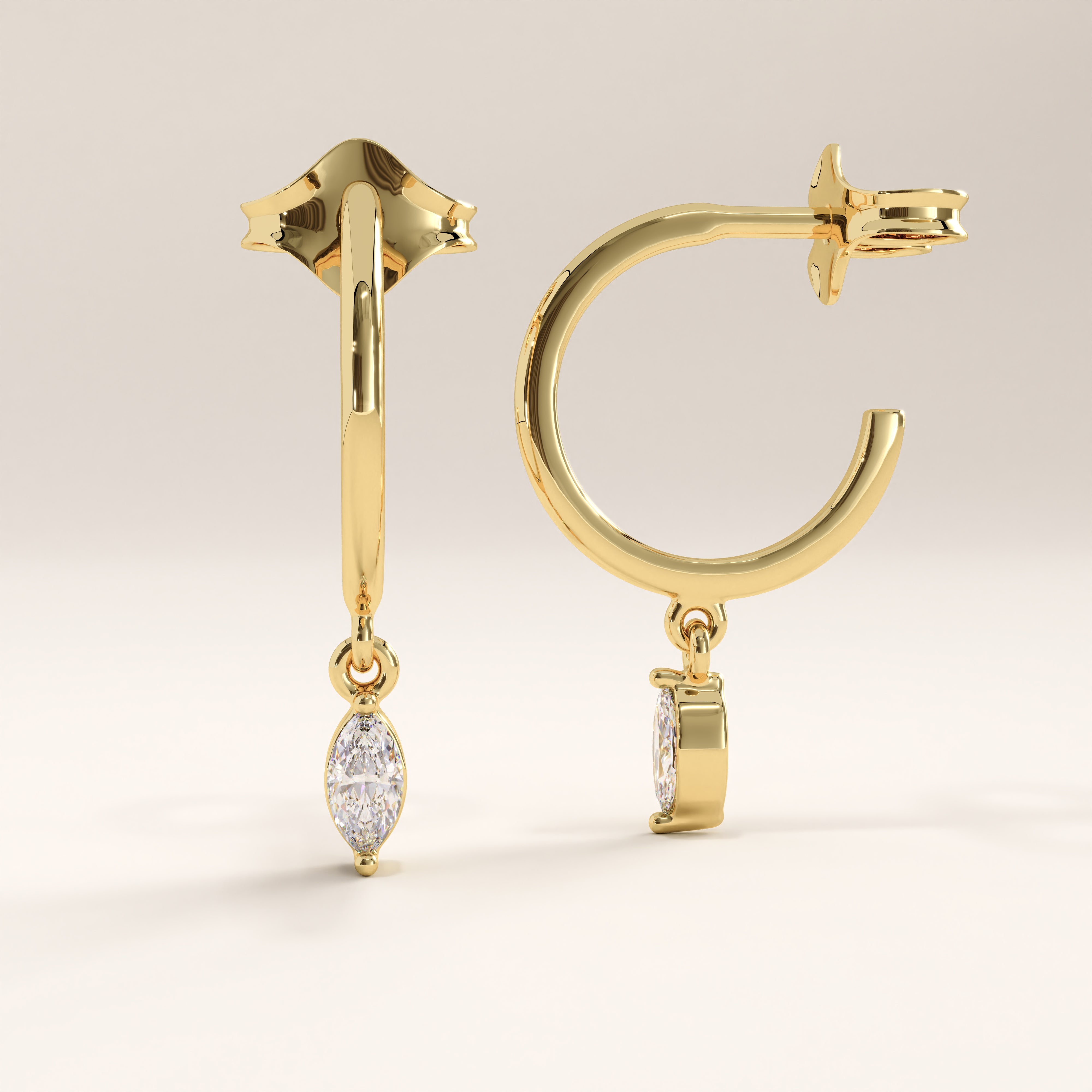 Marquise Lab Diamond Hoop Earirngs - BRENNMORE 