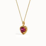 Ruby Heart Necklace in Gold - BRENNMORE 