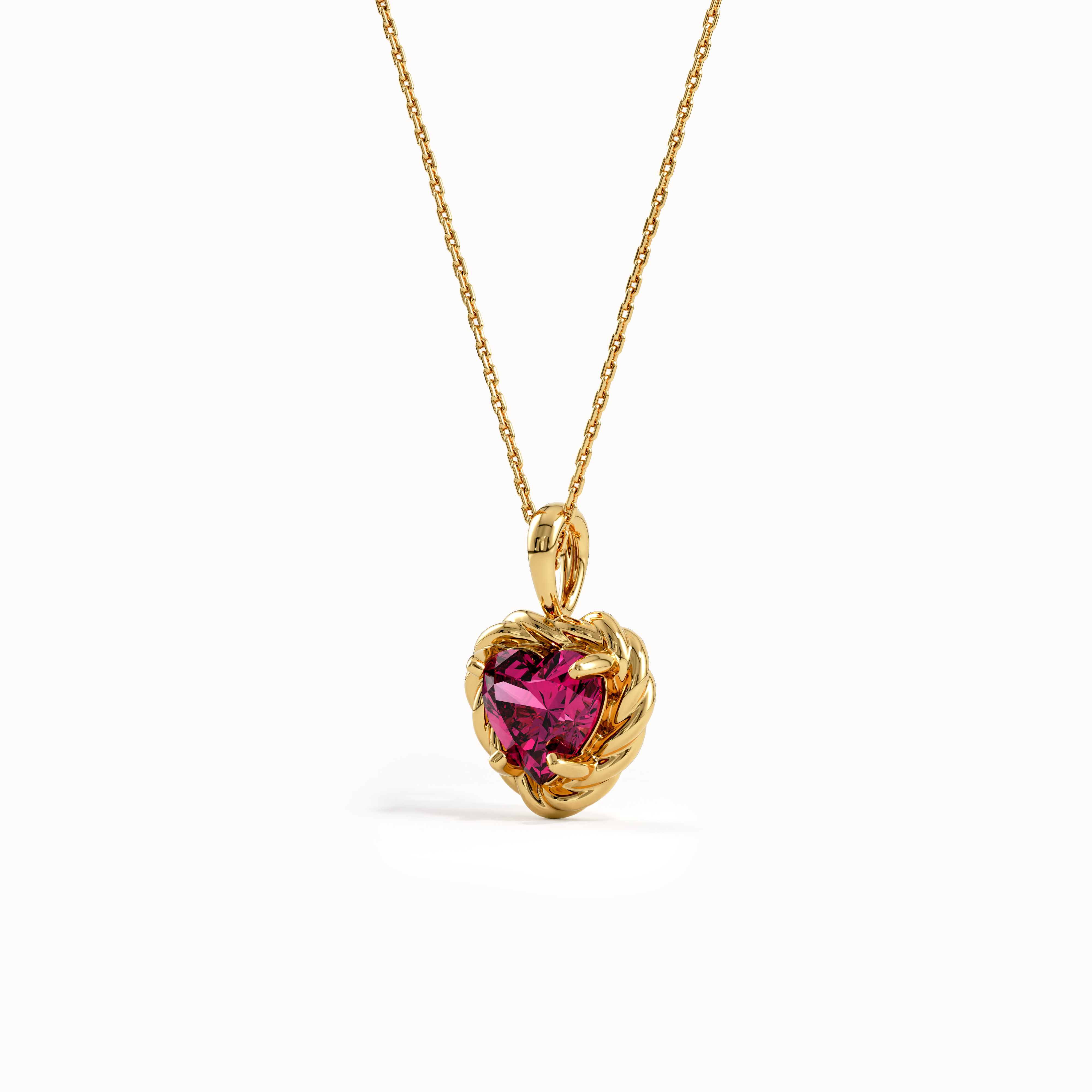Ruby Heart Necklace in Gold - BRENNMORE 