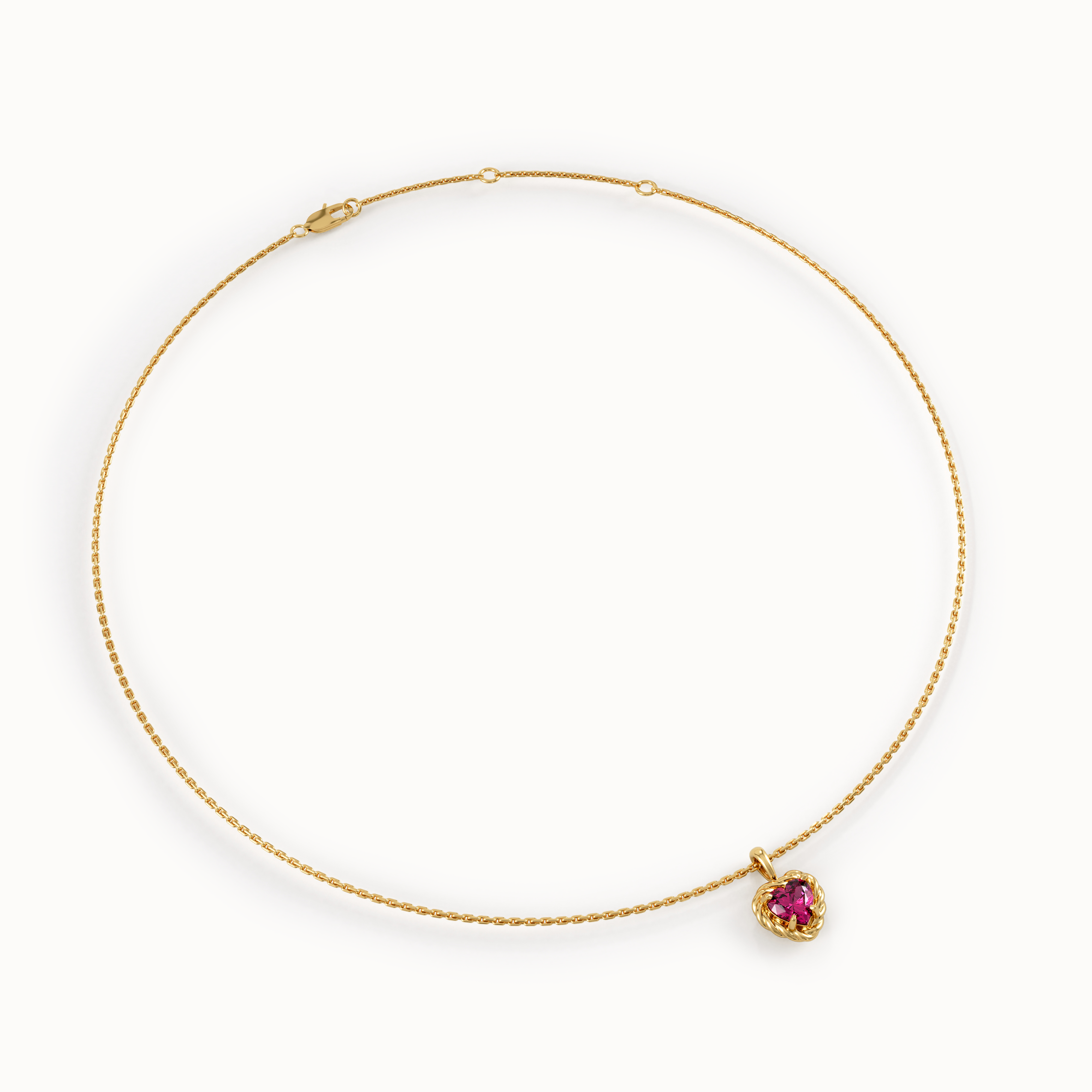 Ruby Heart Necklace in Gold - BRENNMORE 