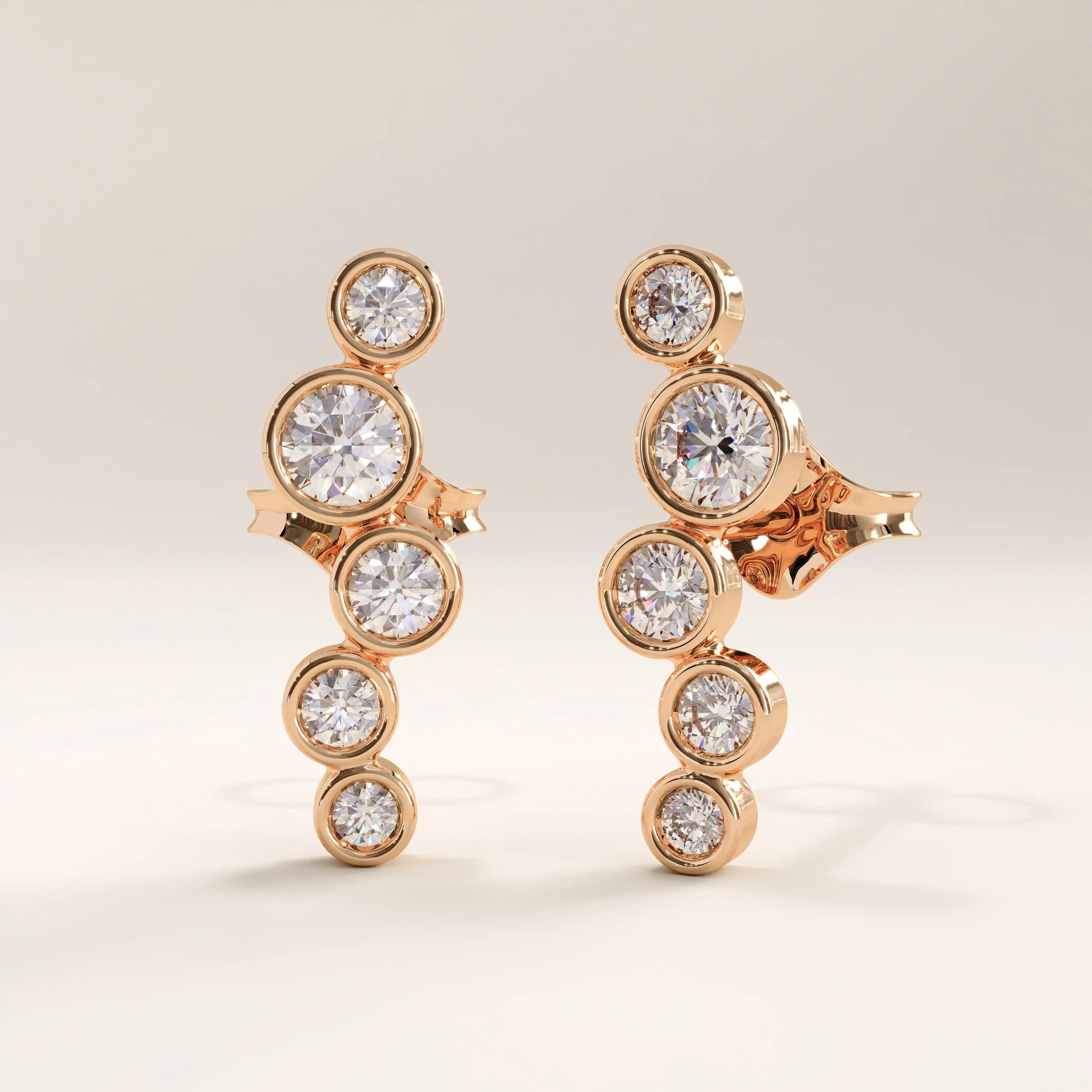 14k Gold Cluster Bezel Vermeil Earrings