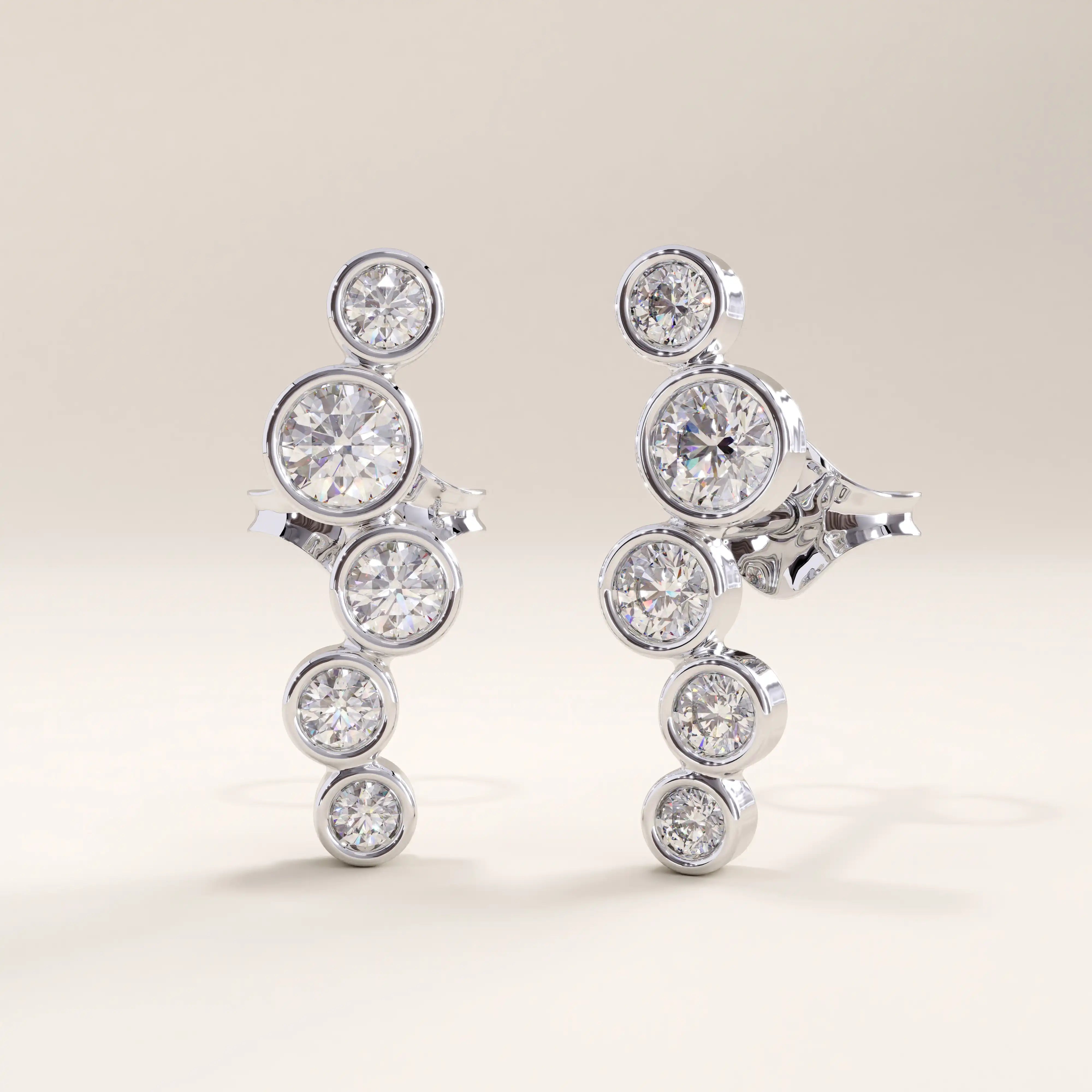 14k Gold Cluster Bezel Vermeil Earrings