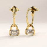 14k Gold Dangle Hoop Vermeil Earrings - BRENNMORE 
