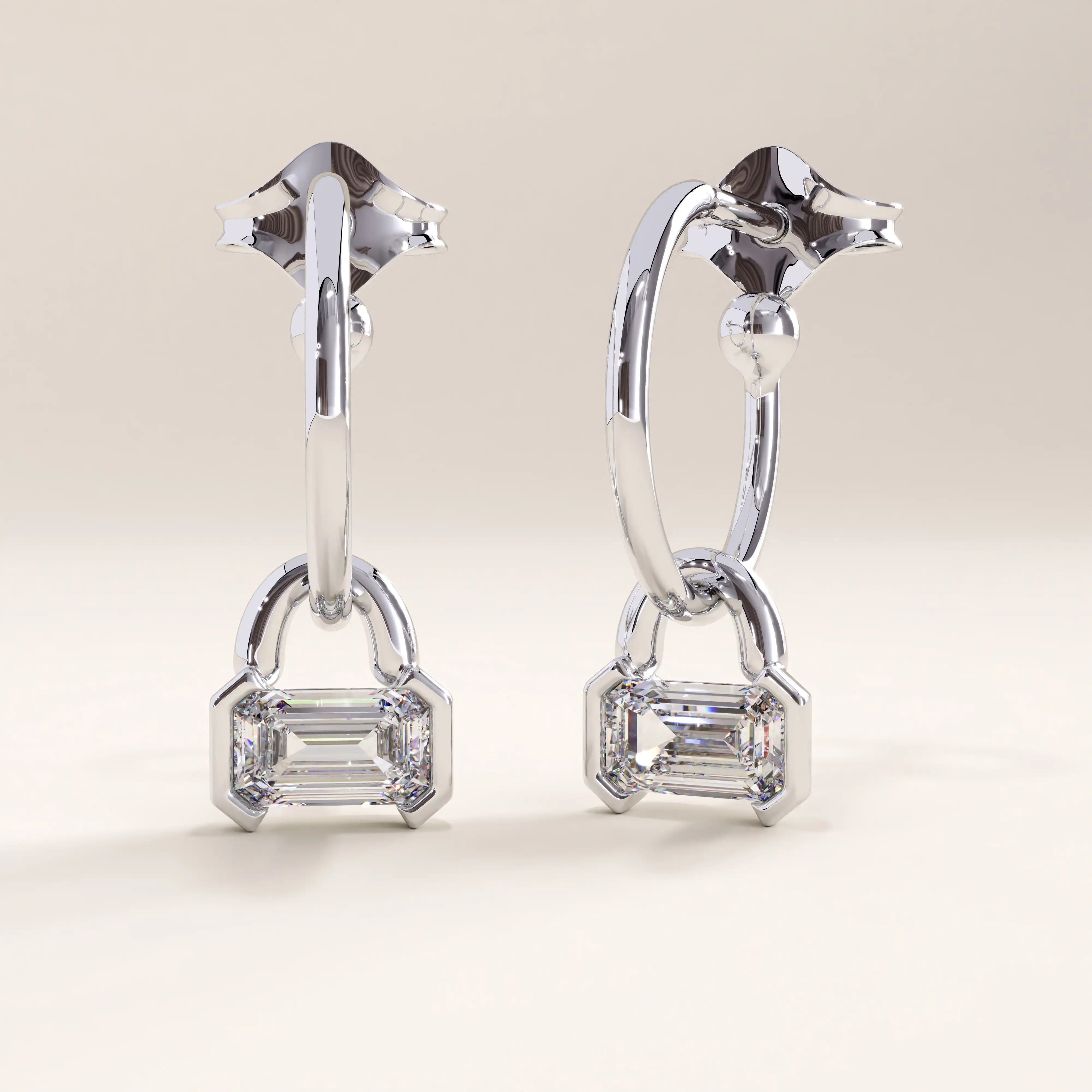 14k Gold Dangle Hoop Vermeil Earrings - BRENNMORE 