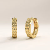 14k Gold Vermeil Textured Hoop Earrings