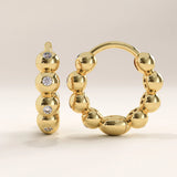 14k Gold Vermeil Beaded Hoop Earrings