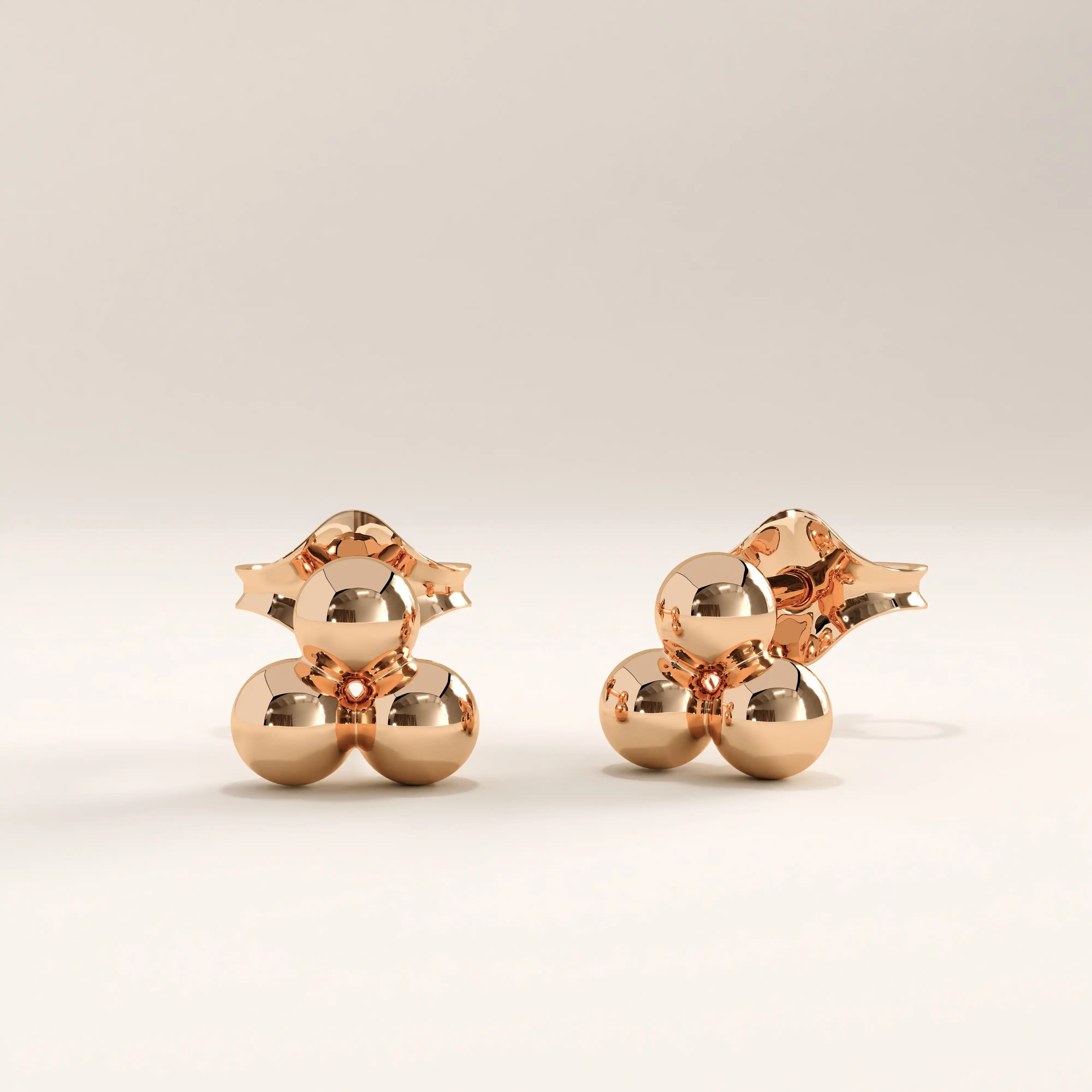 14k Gold Beaded Trio Vermeil Earrings