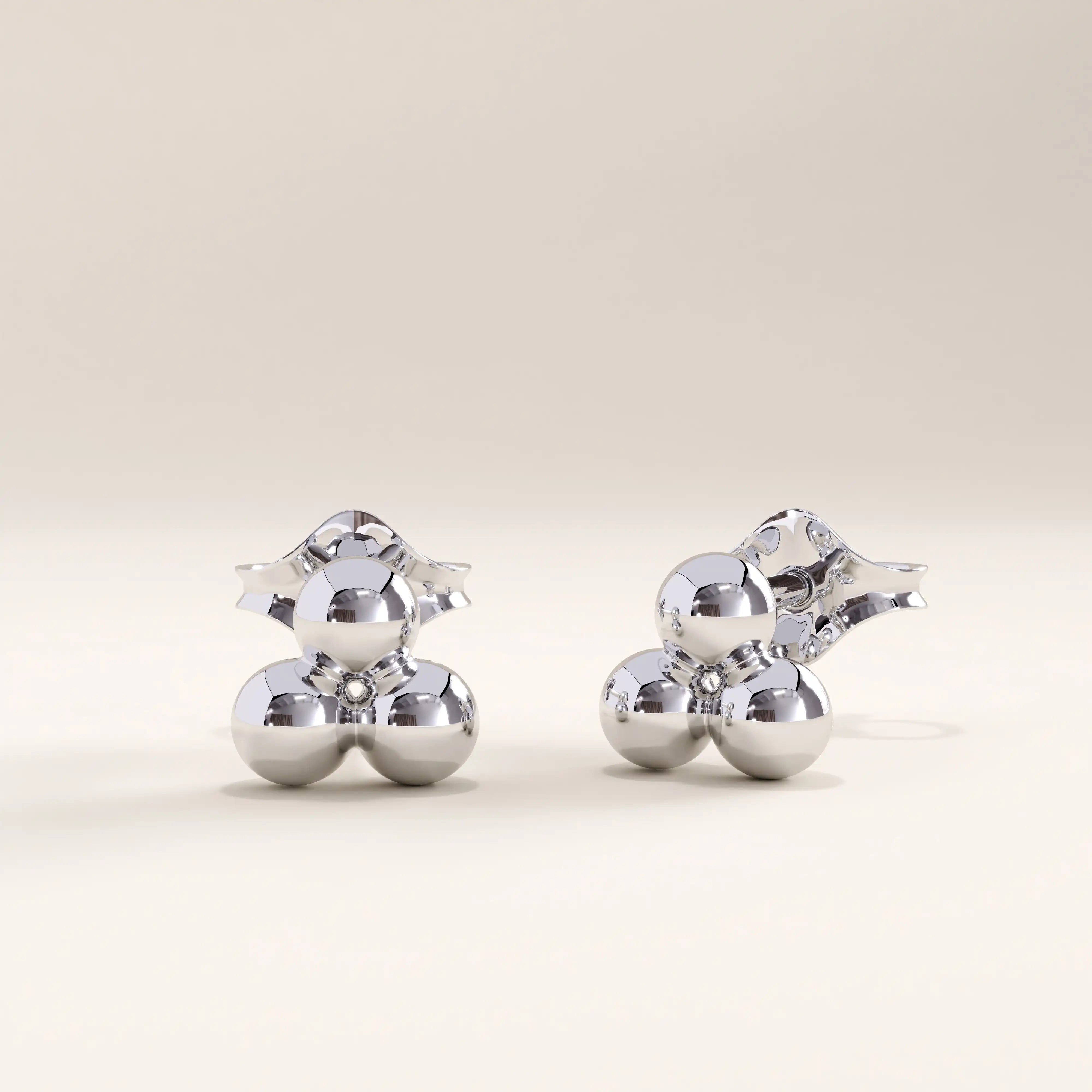 14k Gold Beaded Trio Vermeil Earrings