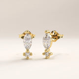 14k Gold Elongated Stud Vermeil Earrings - BRENNMORE 