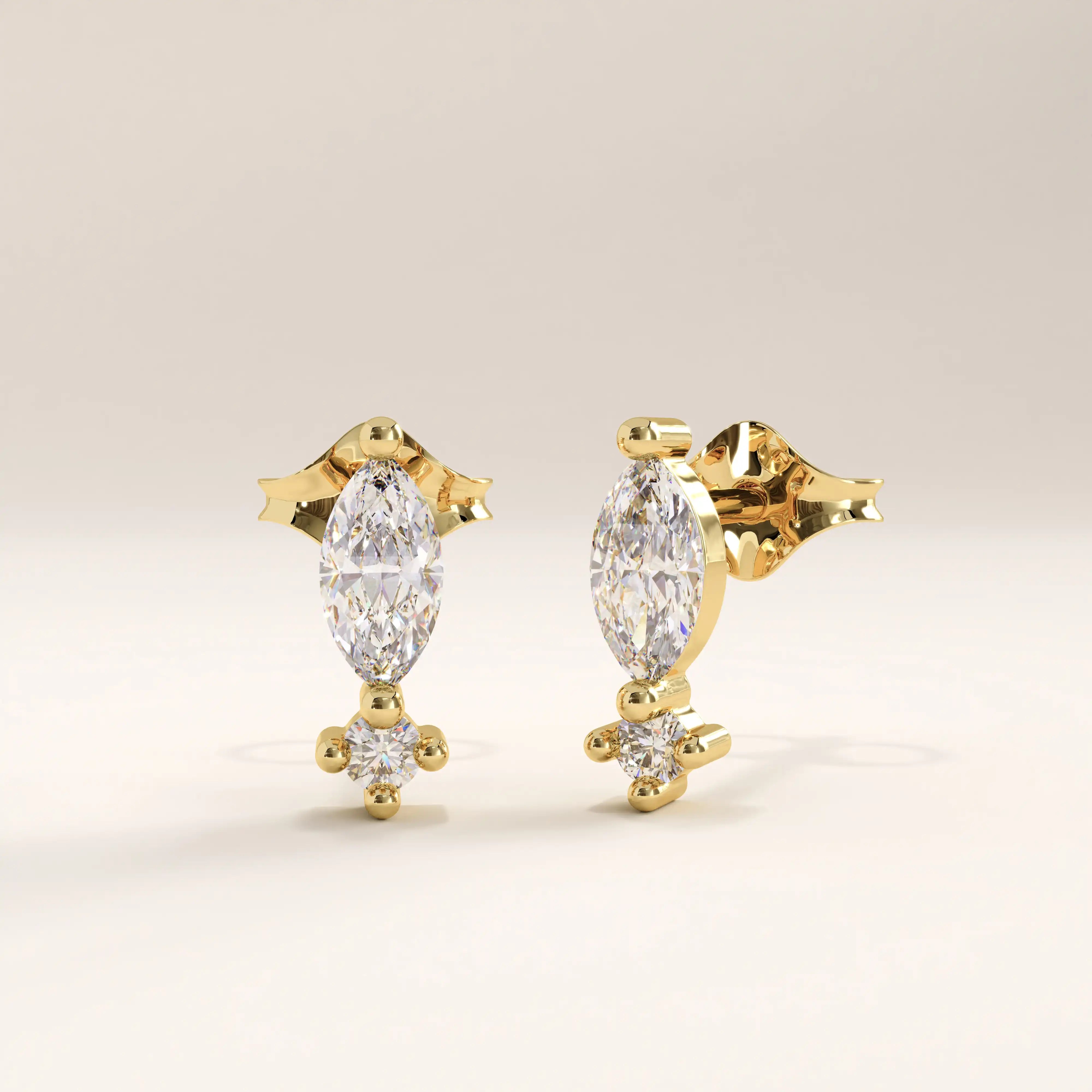 14k Gold Elongated Stud Vermeil Earrings - BRENNMORE 