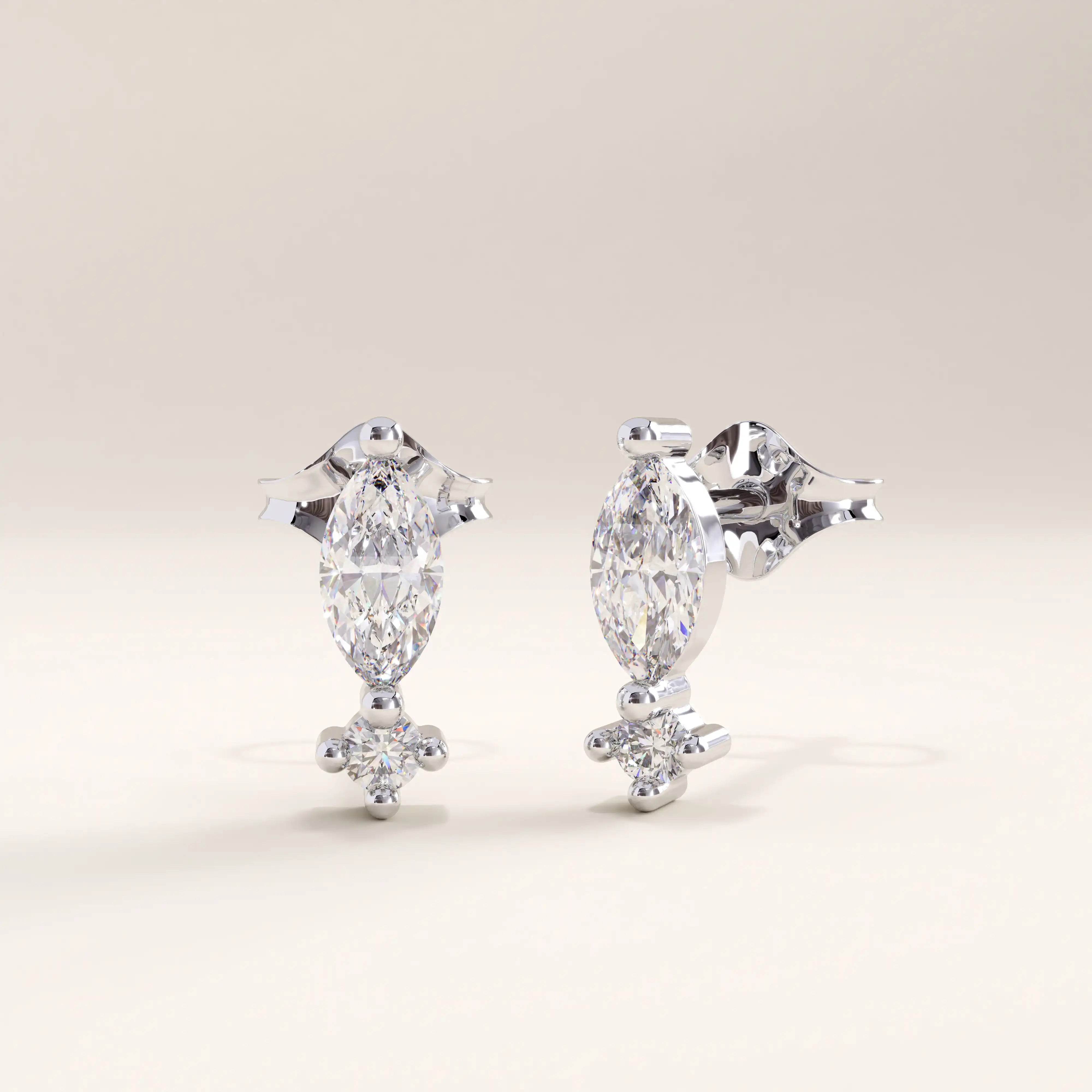 14k Gold Elongated Stud Vermeil Earrings - BRENNMORE 