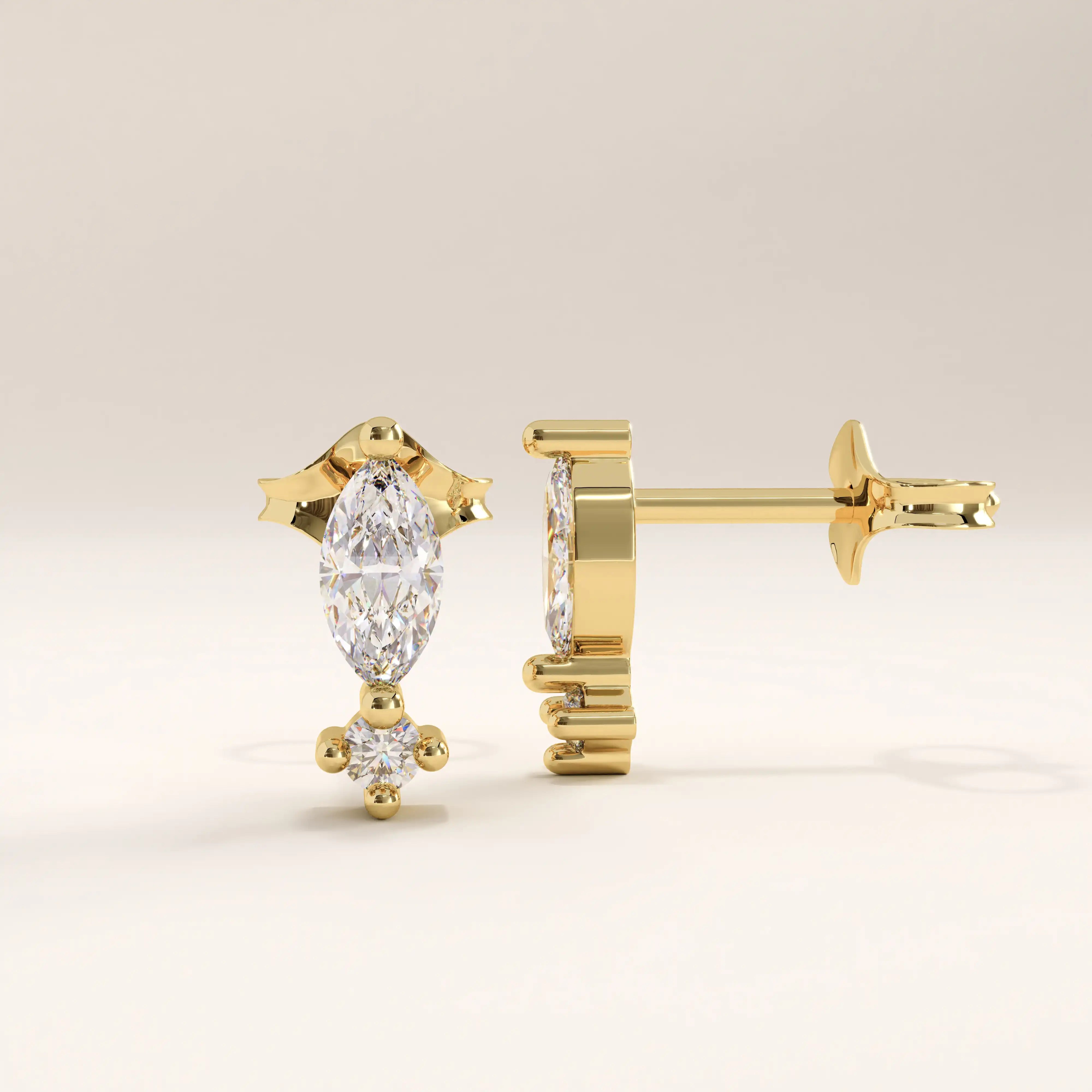 14k Gold Elongated Stud Vermeil Earrings - BRENNMORE 