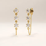 14k Gold Dangle Chain Vermeil Earrings - BRENNMORE 