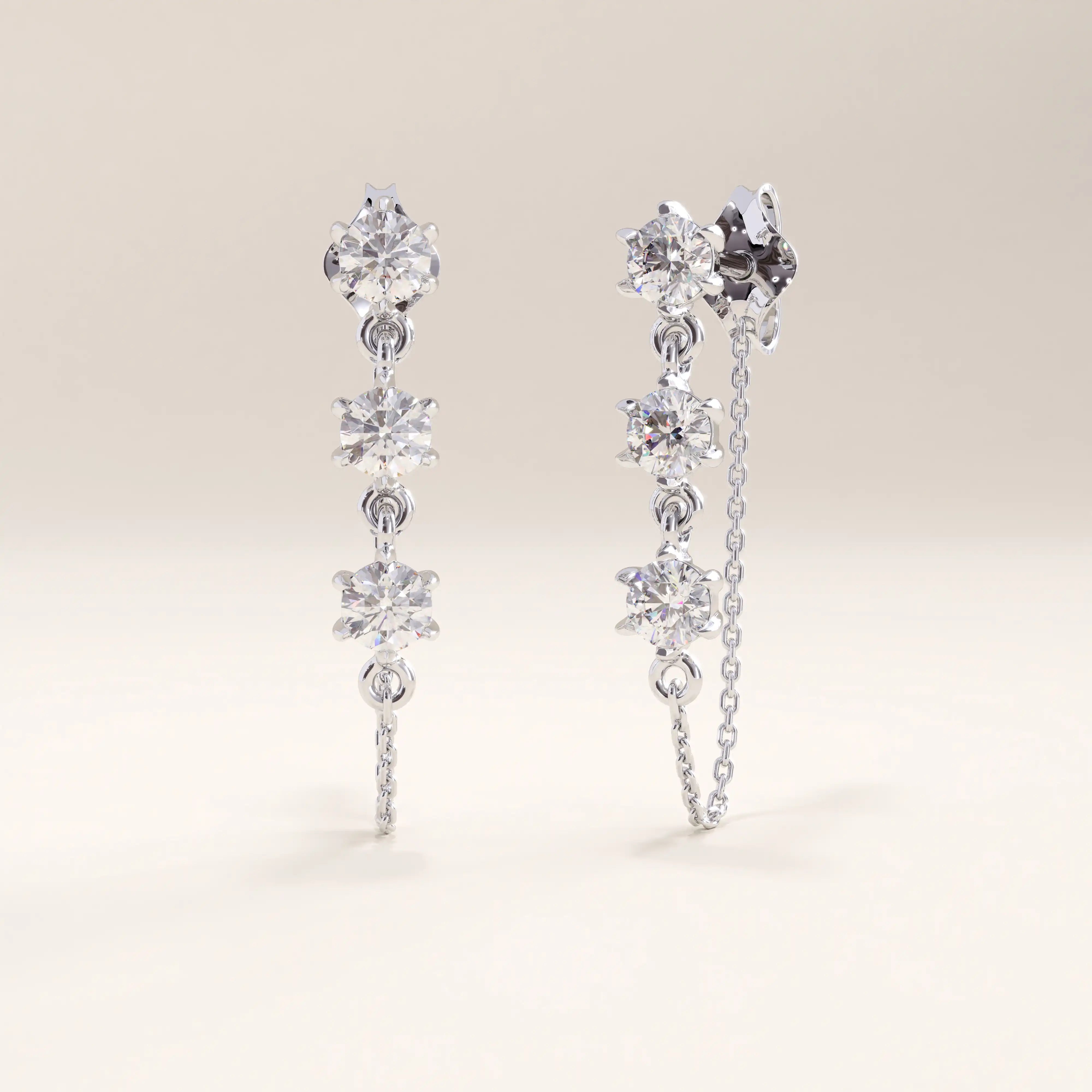 14k Gold Dangle Chain Vermeil Earrings - BRENNMORE 