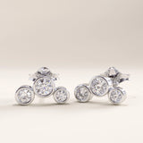 14k Gold Bezel Trio Vermeil Earrings