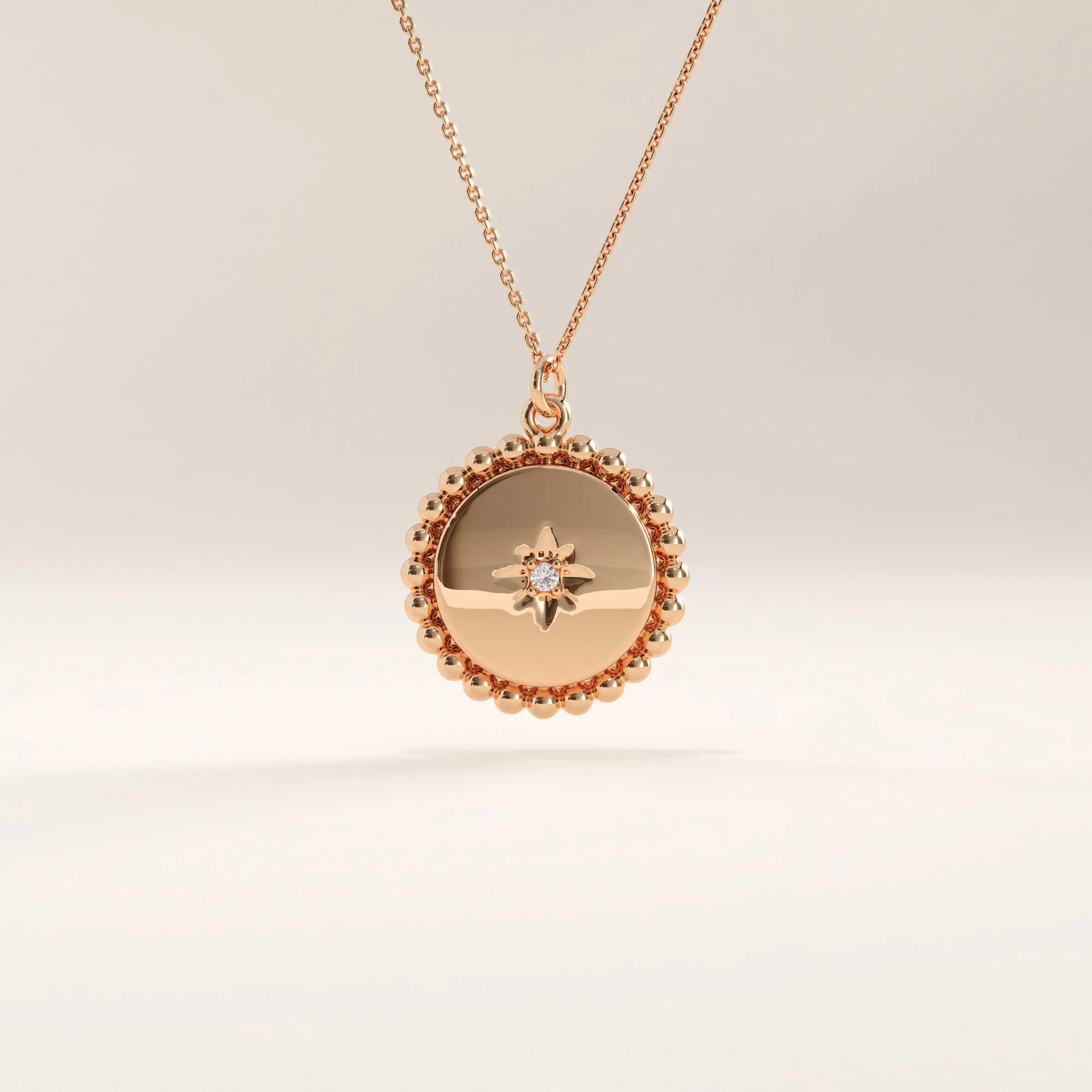 14k Gold Beaded Coin Vermeil Necklace