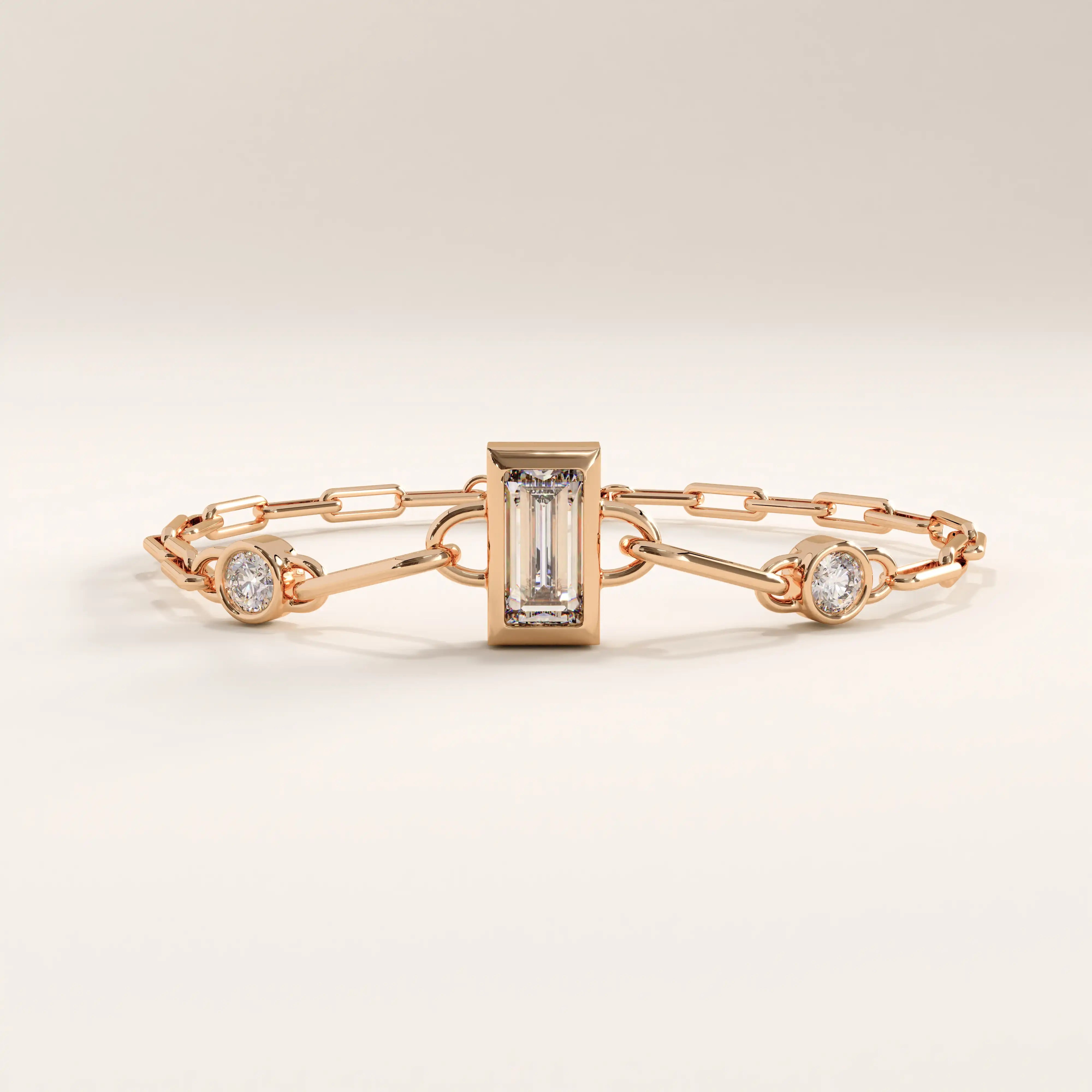 14k Gold Baguette Lab Diamond Vermeil Bracelet