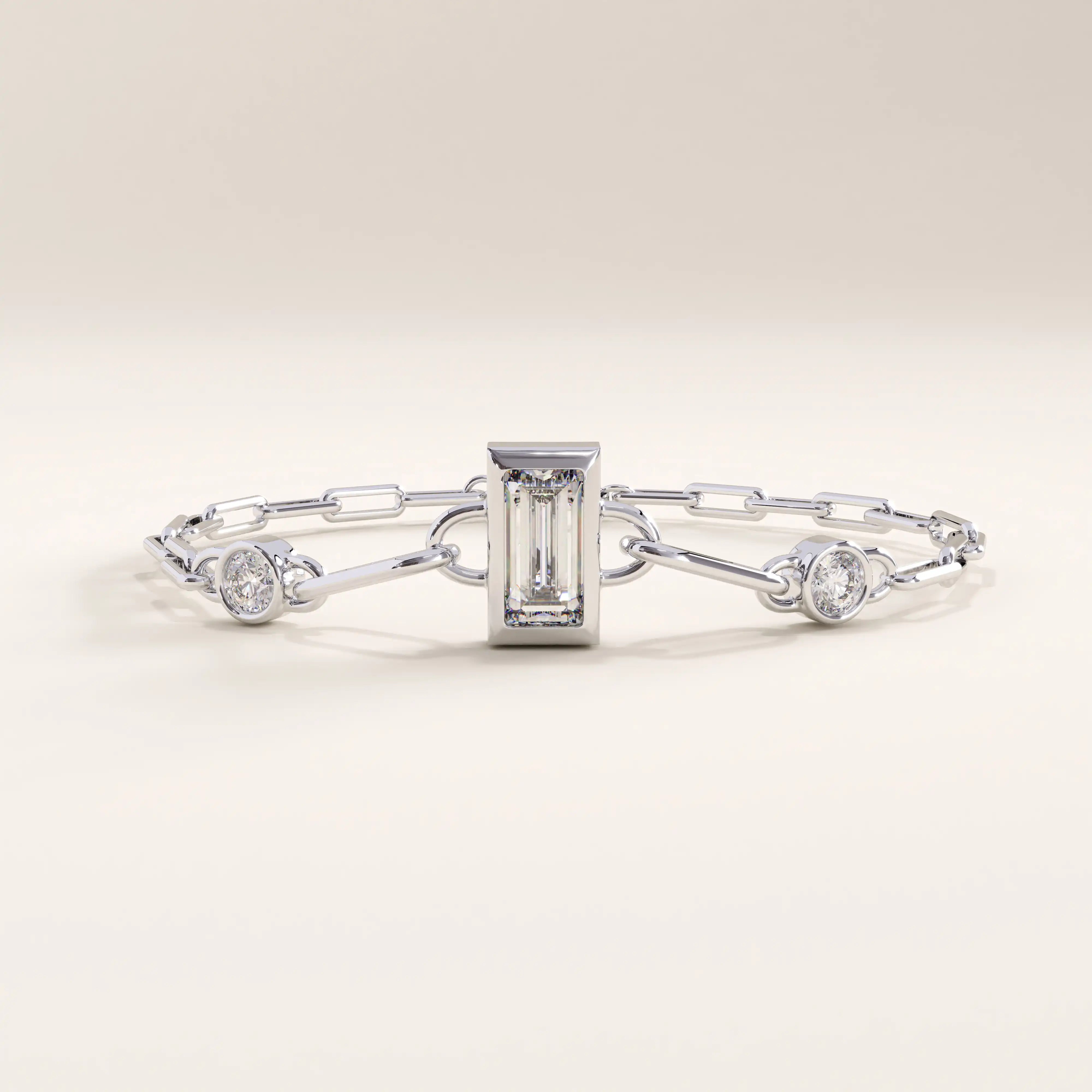 14k Gold Baguette Lab Diamond Vermeil Bracelet