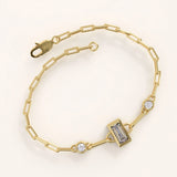 14k Gold Baguette Lab Diamond Vermeil Bracelet