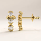 14k Gold Trio Half Bezel Vermeil Earrings