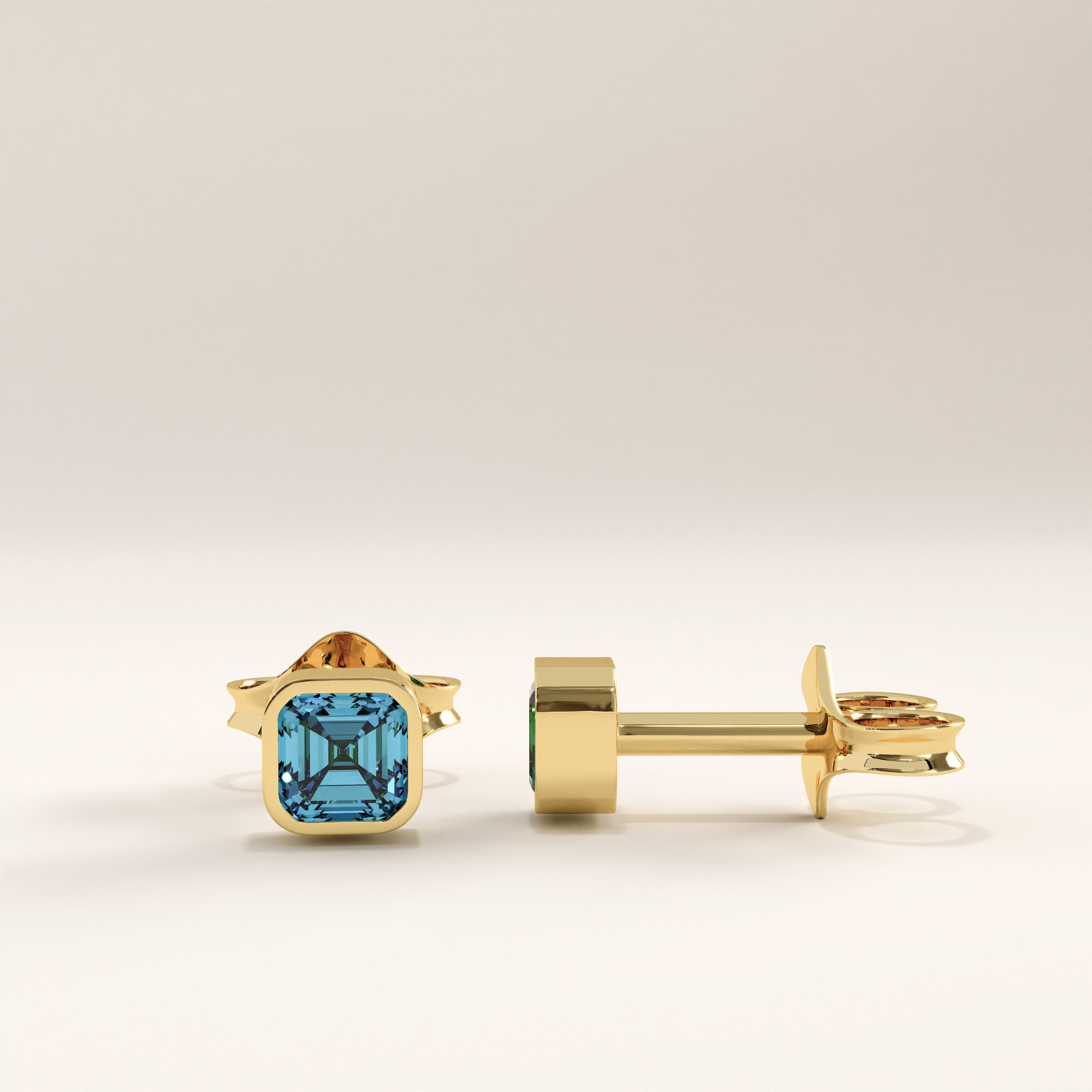 Vermeil Aquamarine Stud Earrings - BRENNMORE 