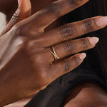 ONE SIDE PAVE STONES KNOT BYPASS STACKABLE WEDDING RING IN 14K SOLID GOLD FOR WOMEN