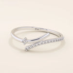 ONE SIDE PAVE WITH OTHER SIDE HAS A SOLO STONE BYPASS STACKABLE WEDDING RING IN 14K SOLID GOLD FOR WOMEN