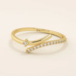 ONE SIDE PAVE WITH OTHER SIDE HAS A SOLO STONE BYPASS STACKABLE WEDDING RING IN 14K SOLID GOLD FOR WOMEN
