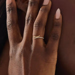 ONE SIDE PAVE WITH OTHER SIDE HAS A SOLO STONE BYPASS STACKABLE WEDDING RING IN 14K SOLID GOLD FOR WOMEN