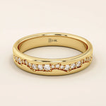 14K SOLID GOLD CRACKED BAND PAVE MOISSANITE ALLIANCE WEDDING BAND FOR WOMEN