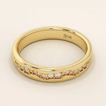 14K SOLID GOLD CRACKED BAND PAVE MOISSANITE ALLIANCE WEDDING BAND FOR WOMEN