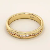 14K SOLID GOLD CRACKED BAND PAVE MOISSANITE ALLIANCE WEDDING BAND FOR WOMEN