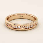 14K SOLID GOLD CRACKED BAND PAVE MOISSANITE ALLIANCE WEDDING BAND FOR WOMEN