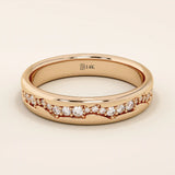 14K SOLID GOLD CRACKED BAND PAVE MOISSANITE ALLIANCE WEDDING BAND FOR WOMEN