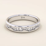 14K SOLID GOLD CRACKED BAND PAVE MOISSANITE ALLIANCE WEDDING BAND FOR WOMEN