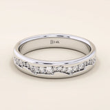 14K SOLID GOLD CRACKED BAND PAVE MOISSANITE ALLIANCE WEDDING BAND FOR WOMEN