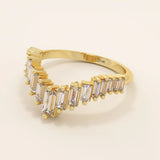 CURVED BAGUETTE RING ENHANCER in 14k solid gold for women