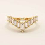 CURVED BAGUETTE RING ENHANCER in 14k solid gold for women