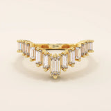 CURVED BAGUETTE RING ENHANCER in 14k solid gold for women