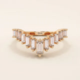 CURVED BAGUETTE RING ENHANCER in 14k solid gold for women