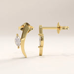 14k gold vermeil curvy marquise earrings featuring a sleek, sculptural curve design accented with a marquise-cut cubic zirconia for a touch of modern sophistication.

